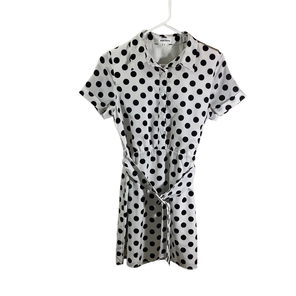 Superdown Paula Polka Dot Button Up Mini Dress - image 1